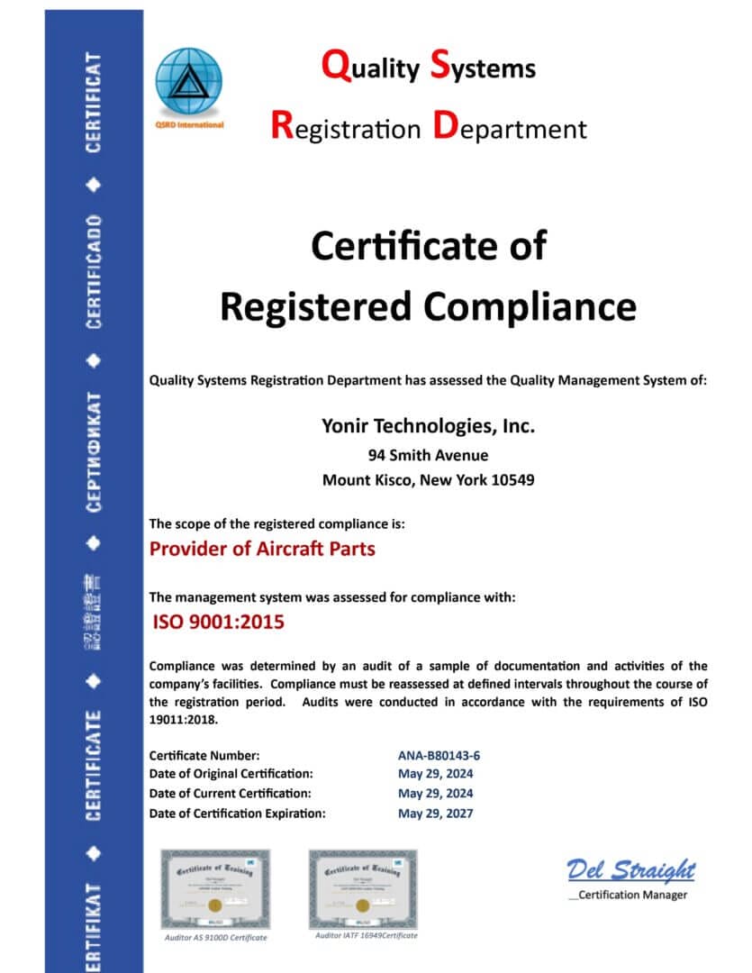 Yonir 2024 Certifications